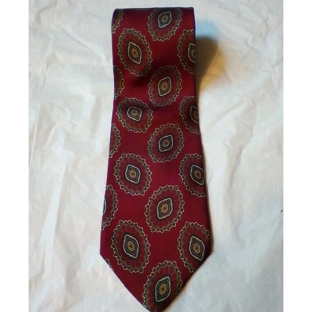 Strathmore all SILK Tie VTG RARE Navy Red/Blue Ovals shapes Made USA 3.5"w Men